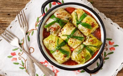 Vegetariški balandėliai su lęšiais, morkomis ir grybais